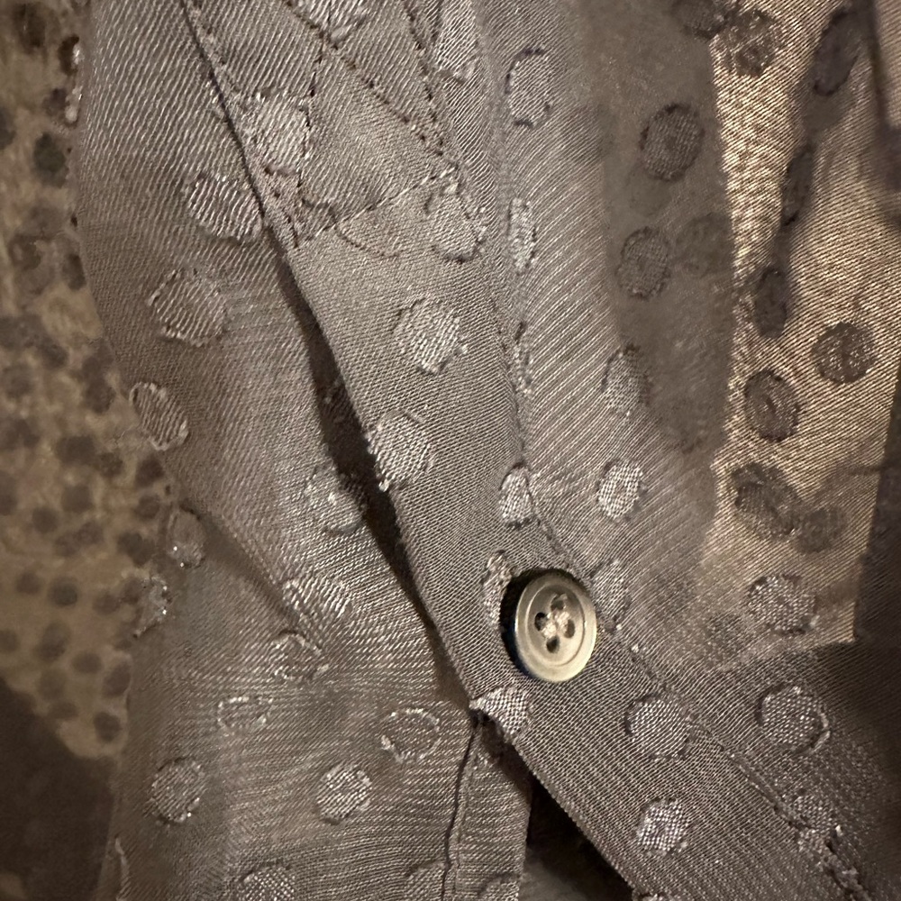 Madewell button up Blouse Long Sleeves Gray Ice Leaf Blouse Top Sheer S #39 - Picture 5 of 6